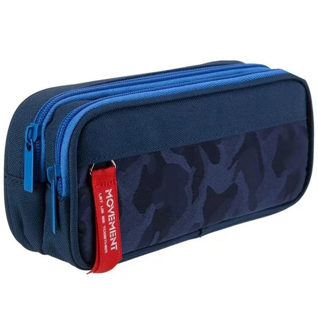 Double-Zip Canvas Pencil Case — Camouflage
