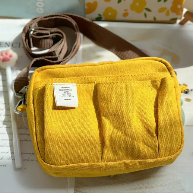 Canvas Stationery Organizer Bag with Shoulder Strap