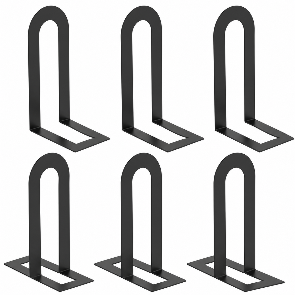 Black Arch Metal Bookends — Set of 6