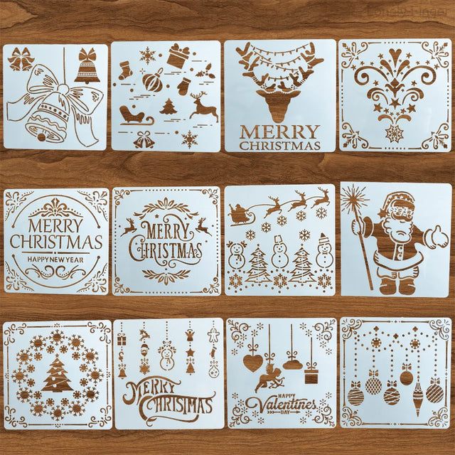 Christmas Journal & Craft Stencils — Set of 12