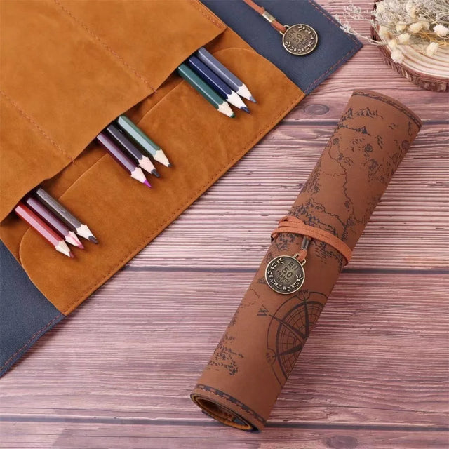 Roll-Up Pencil Pouch — Treasure Map