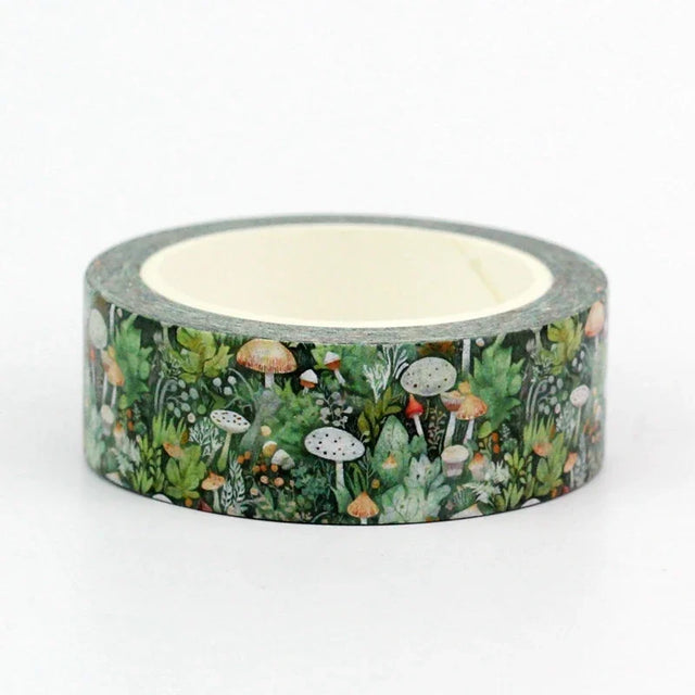 Mushroom Washi Tape — Woodland, 15 mm × 10 m