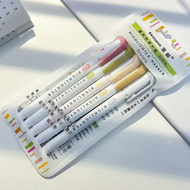 Dual-Tip Pastel Highlighters — Sets of 5