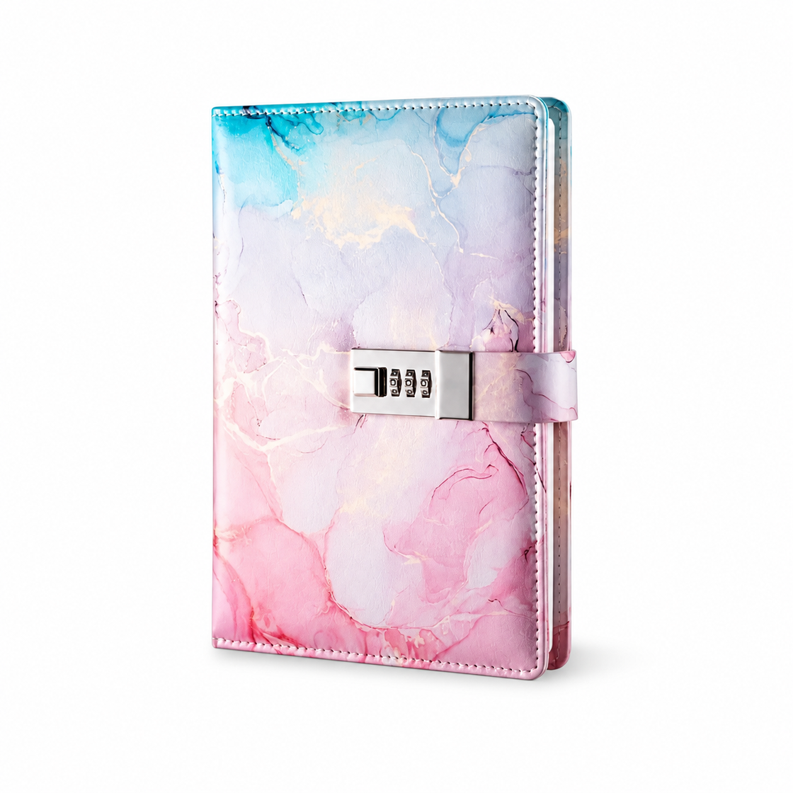 Pink Marbled Journal with Combination Clasp