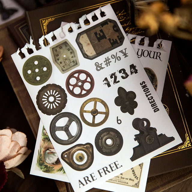 Vintage Journal Sticker Book — Mechanical Designs