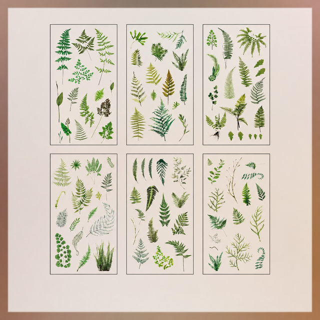 Botanical Journal Stickers — Fern & Leaf, 6 Sheets