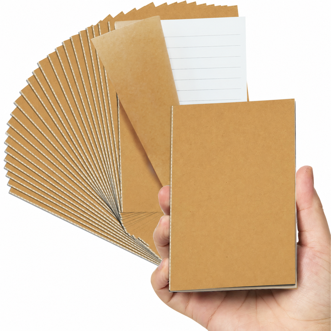 Linierte Kraft-Taschenhefte – 24er-Set