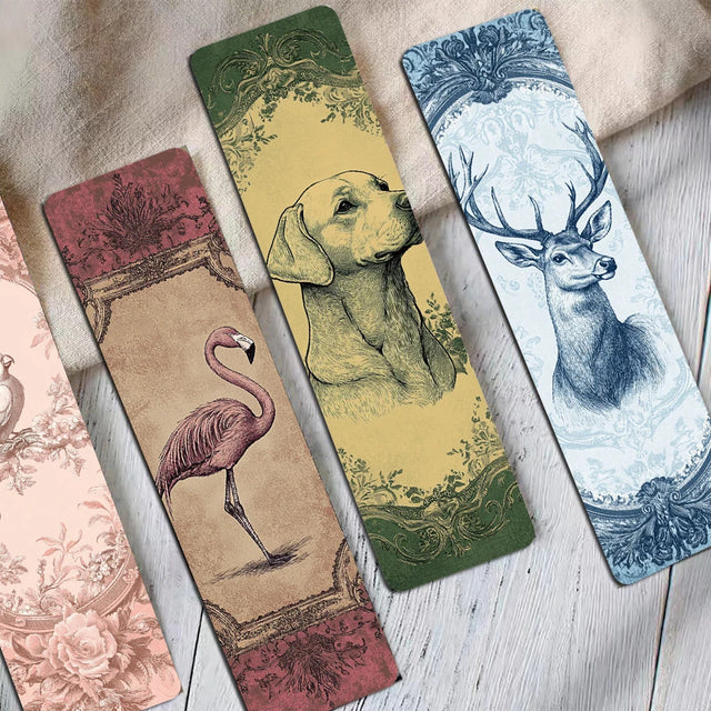 Antique Animal PVC Bookmarks — 50-Piece Assortment