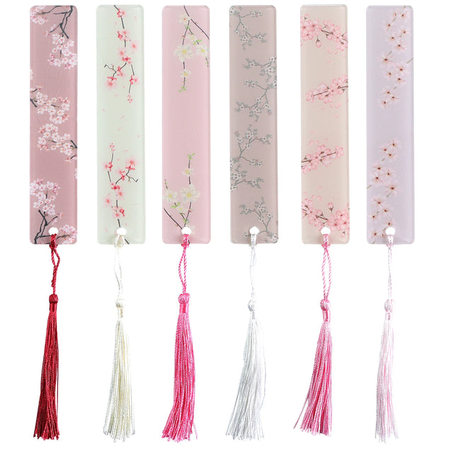 Floral Bookmarks with Tassels — Blush, Set of 6