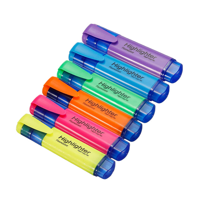 Neon Chisel-Tip Highlighters — Set of 6