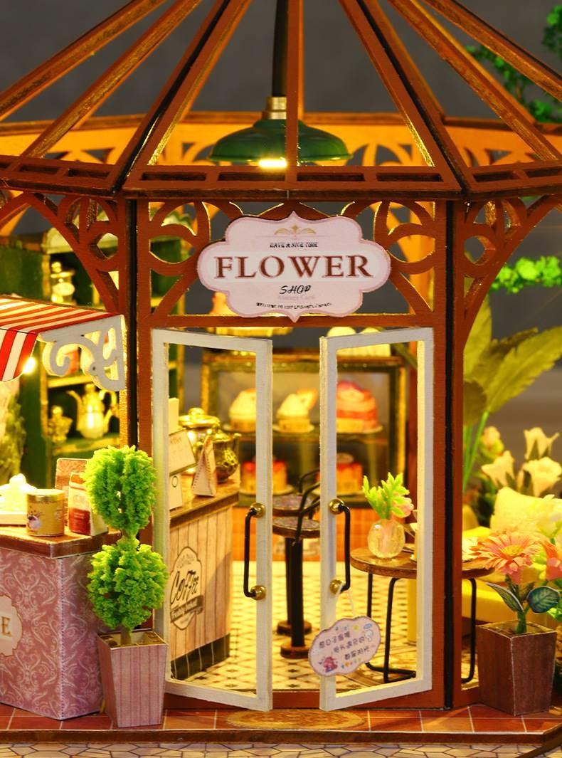 Flower House Coffee Shop DIY Miniature House Kit - DIYION