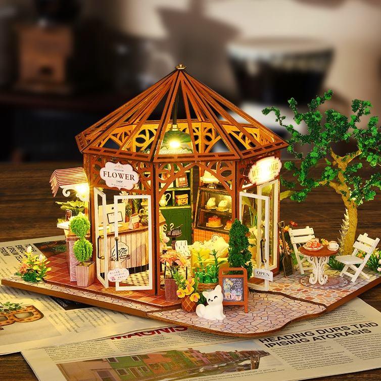 Flower House Coffee Shop DIY Miniature House Kit - DIYION