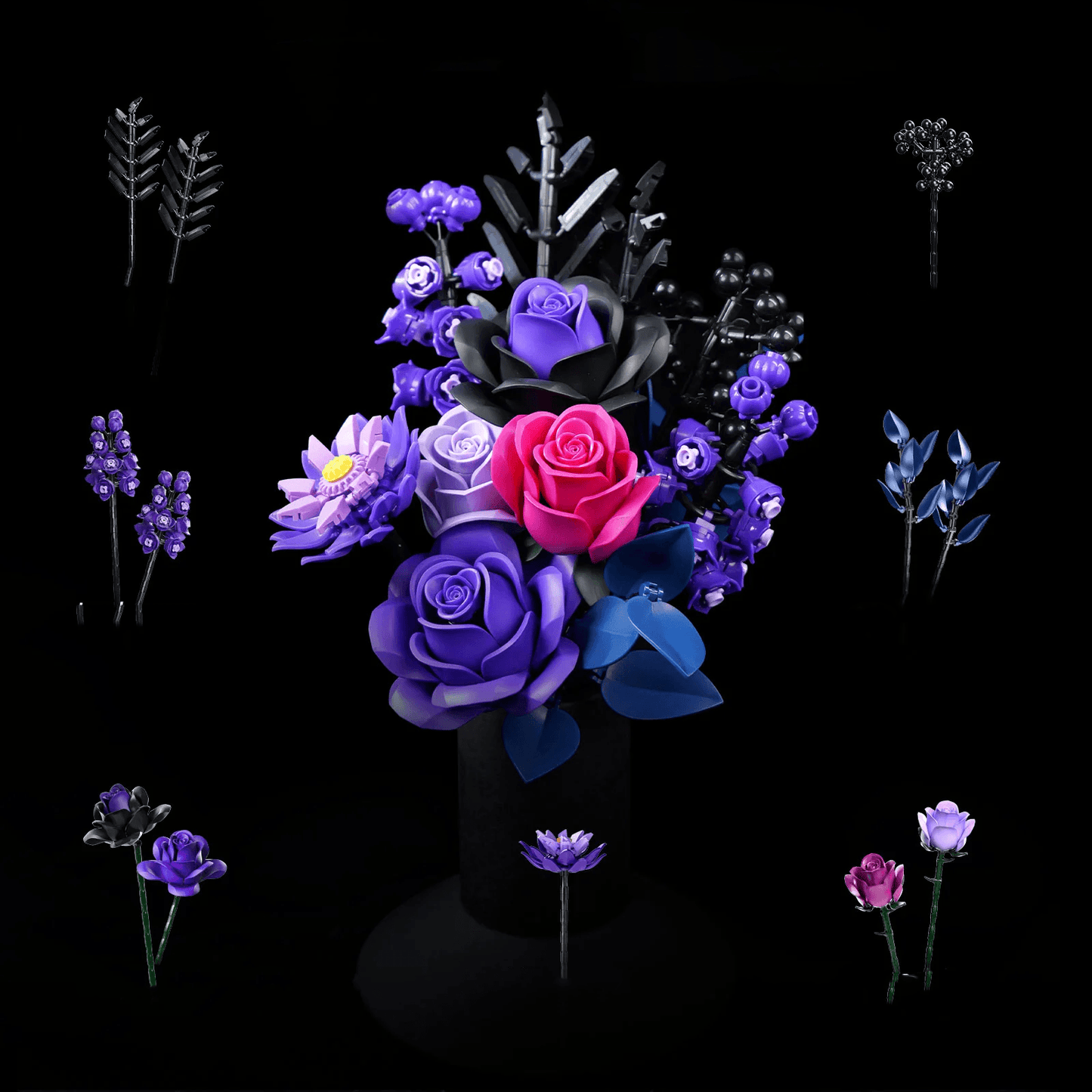 Diyion™ | Purple Rose Bouquet Building Block Set - Diyion