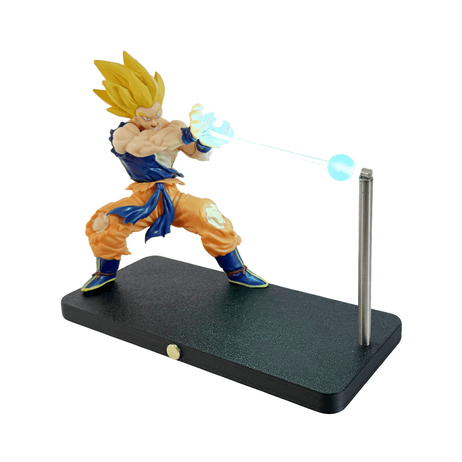 Battery operated Super Saiyan night light figurine with blue magnetic attack beam display