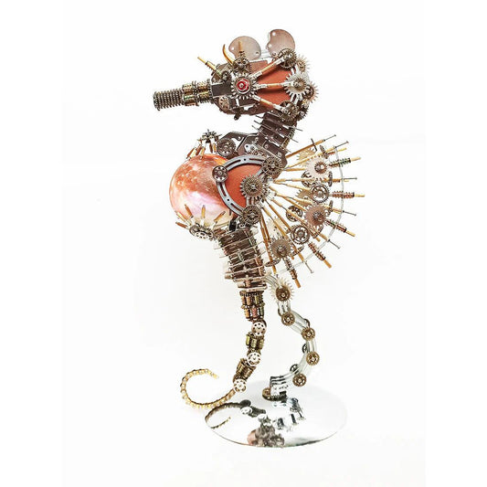 Diyion™ | DIY 3D Metal Steampunk Mechanical Seahorse Puzzle with Lamp Model-2100PCS - Diyion