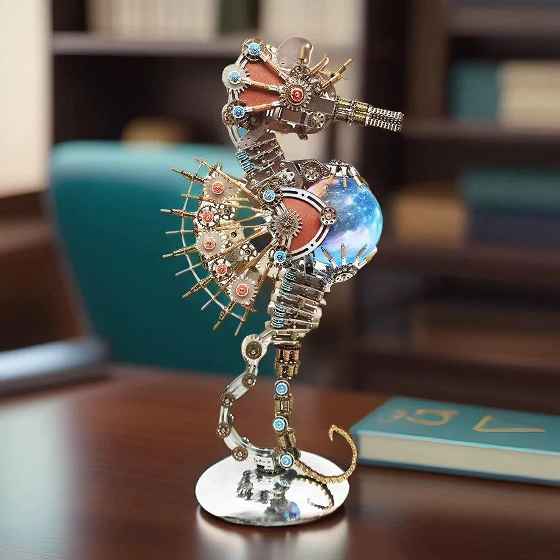 Diyion™ | DIY 3D Metal Steampunk Mechanical Seahorse Puzzle with Lamp Model-2100PCS - Diyion