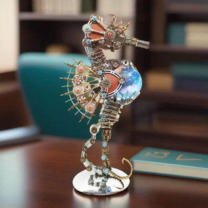 Diyion™ | DIY 3D Metal Steampunk Mechanical Seahorse Puzzle with Lamp Model-2100PCS - Diyion
