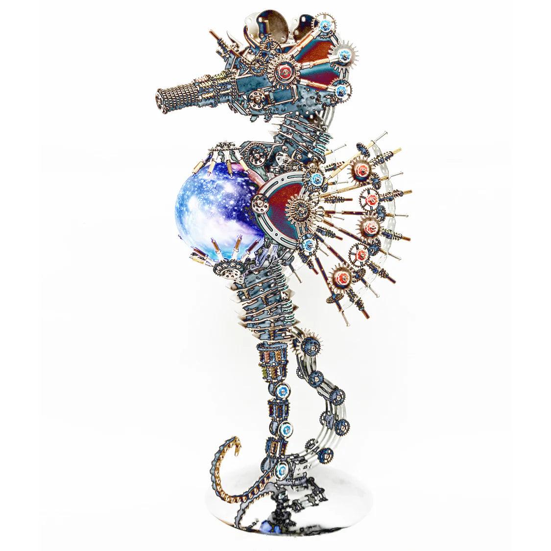Diyion™ | DIY 3D Metal Steampunk Mechanical Seahorse Puzzle with Lamp Model-2100PCS - Diyion