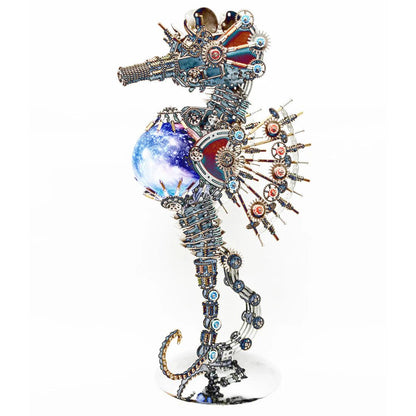 Diyion™ | DIY 3D Metal Steampunk Mechanical Seahorse Puzzle with Lamp Model-2100PCS - Diyion