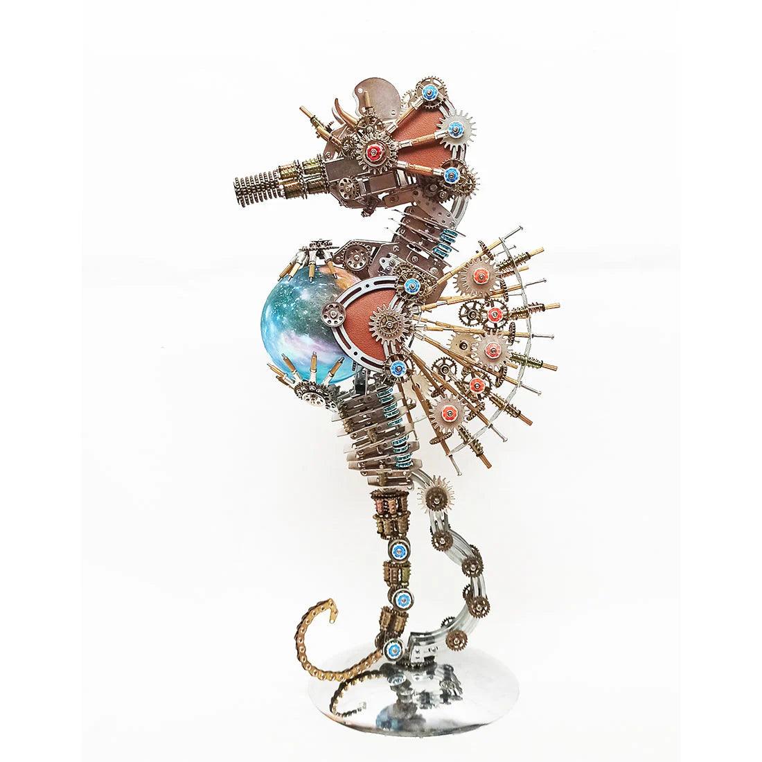 Diyion™ | DIY 3D Metal Steampunk Mechanical Seahorse Puzzle with Lamp Model-2100PCS - Diyion