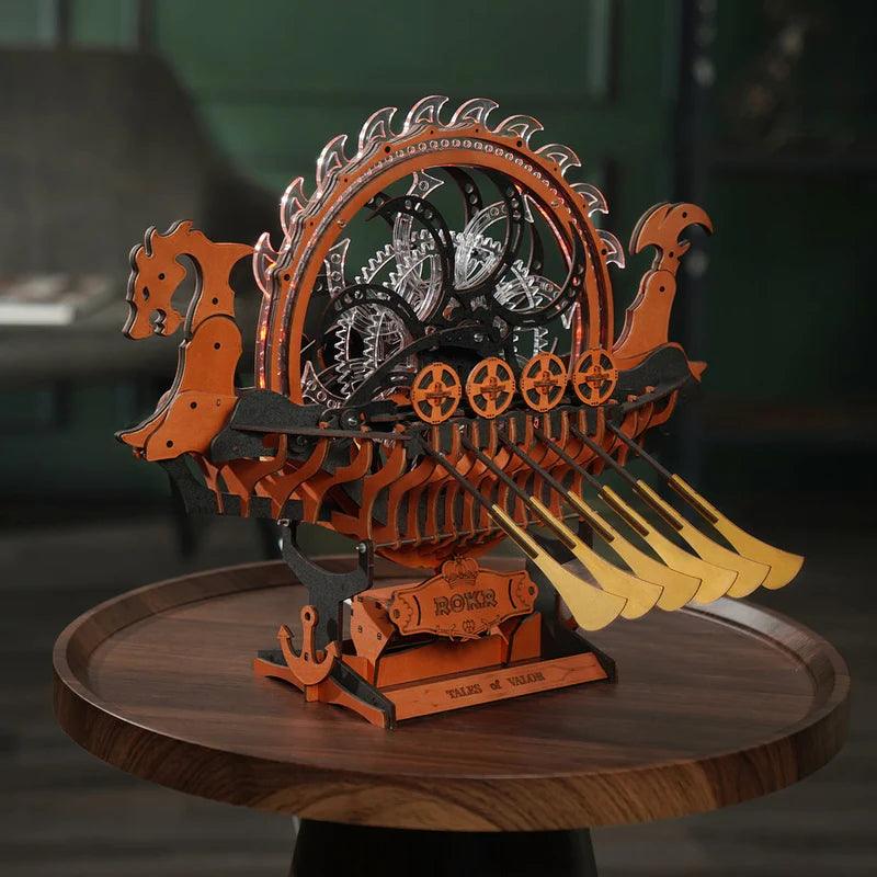 Diyion™ | Viking Dragon Longship - Mechanical 3D Wooden Puzzle - Diyion