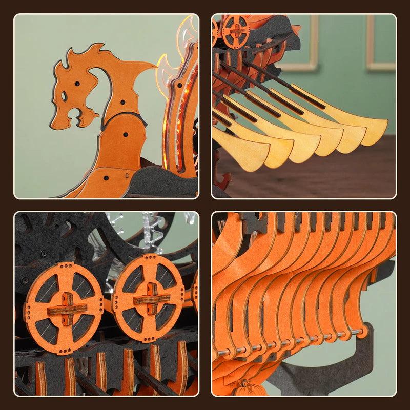 Diyion™ | Viking Dragon Longship - Mechanical 3D Wooden Puzzle - Diyion