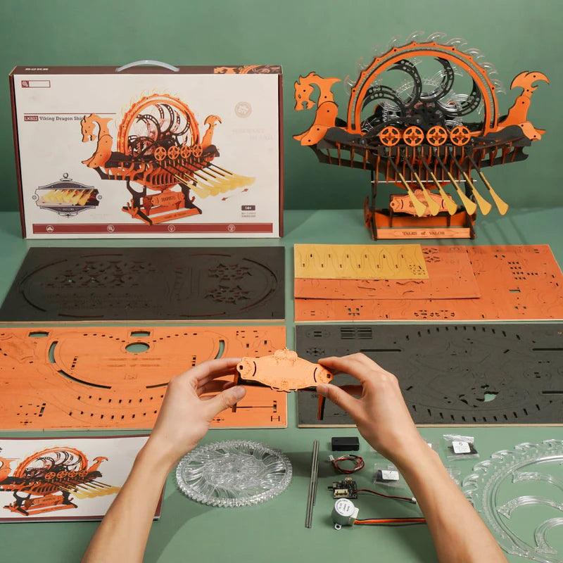 Diyion™ | Viking Dragon Longship - Mechanical 3D Wooden Puzzle - Diyion