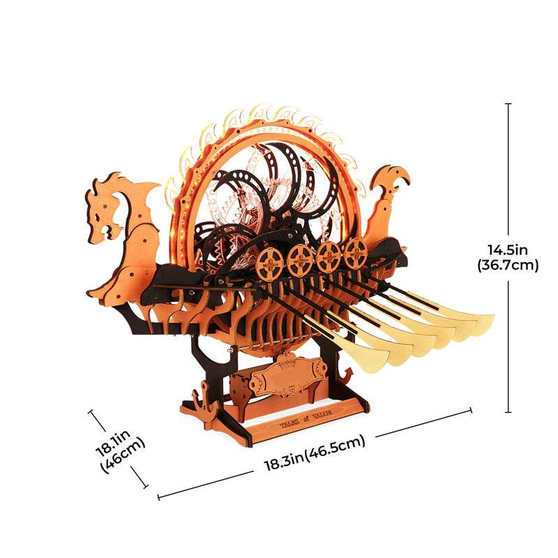 Diyion™ | Viking Dragon Longship - Mechanical 3D Wooden Puzzle - Diyion