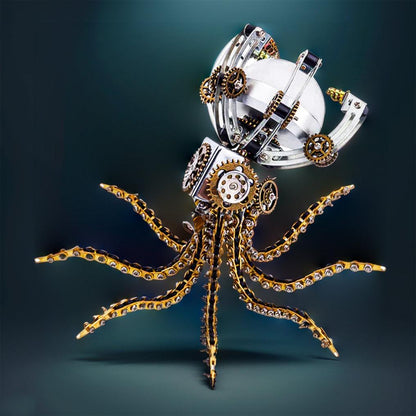 Diyion™ | DIY 3D Metal Steampunk Galaxy Craft Puzzle Mechanical Octopus with Desk Lamp Model-1060PCS - Diyion