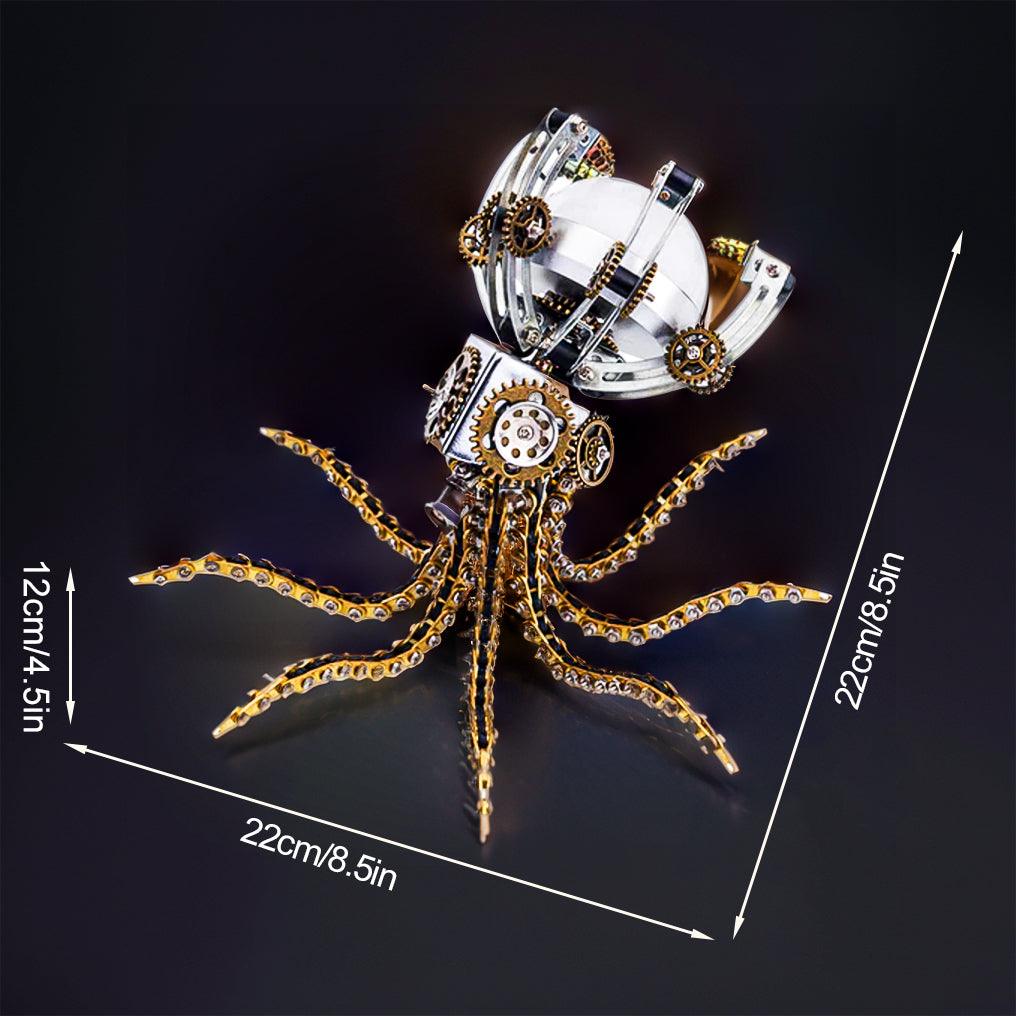 Diyion™ | DIY 3D Metal Steampunk Galaxy Craft Puzzle Mechanical Octopus with Desk Lamp Model-1060PCS - Diyion