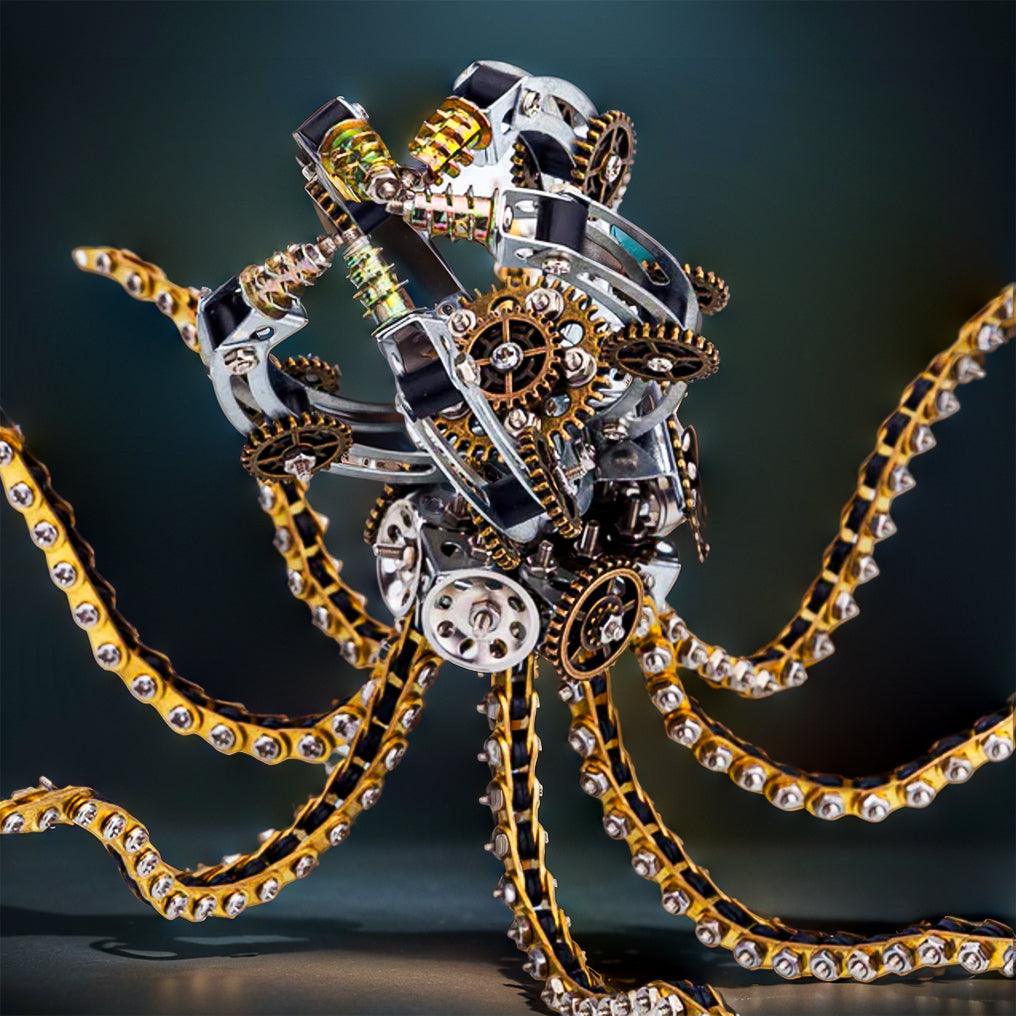 Diyion™ | DIY 3D Metal Steampunk Galaxy Craft Puzzle Mechanical Octopus with Desk Lamp Model-1060PCS - Diyion