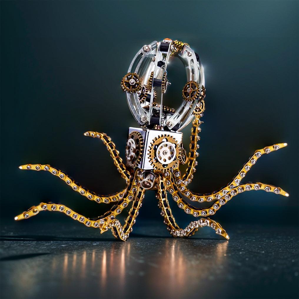 Diyion™ | DIY 3D Metal Steampunk Galaxy Craft Puzzle Mechanical Octopus with Desk Lamp Model-1060PCS - Diyion