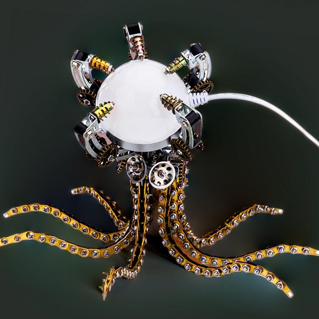 Diyion™ | DIY 3D Metal Steampunk Galaxy Craft Puzzle Mechanical Octopus with Desk Lamp Model-1060PCS - Diyion