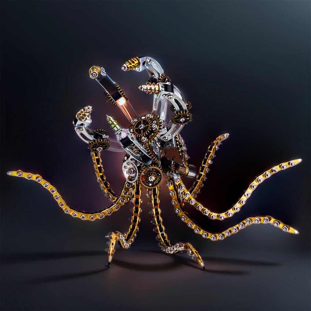 Diyion™ | DIY 3D Metal Steampunk Galaxy Craft Puzzle Mechanical Octopus with Desk Lamp Model-1060PCS - Diyion