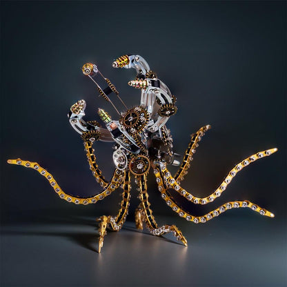 Diyion™ | DIY 3D Metal Steampunk Galaxy Craft Puzzle Mechanical Octopus with Desk Lamp Model-1060PCS - Diyion