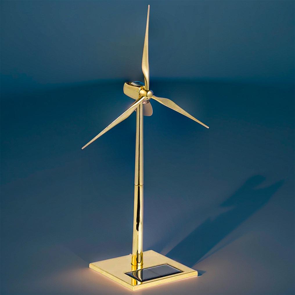 Diyion self-assembly metal windmill sculpture with tower, base, and turbine blades
