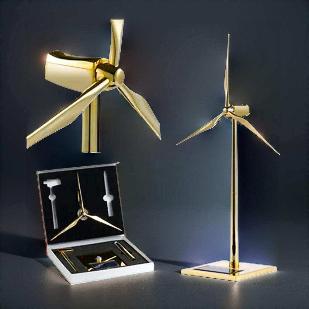 Diyion™ | DIY 3D Metal Windmill Solar Powered Wind Turbine Assembly Model Golden - Diyion