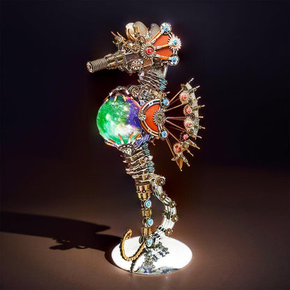 Diyion™ | DIY 3D Metal Steampunk Mechanical Seahorse Puzzle with Lamp Model-2100PCS - Diyion