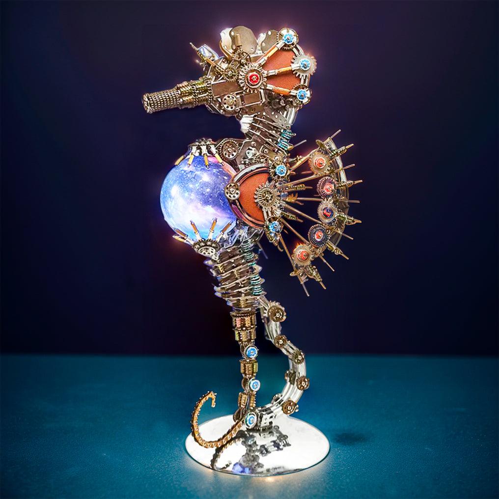 Diyion™ | DIY 3D Metal Steampunk Mechanical Seahorse Puzzle with Lamp Model-2100PCS - Diyion