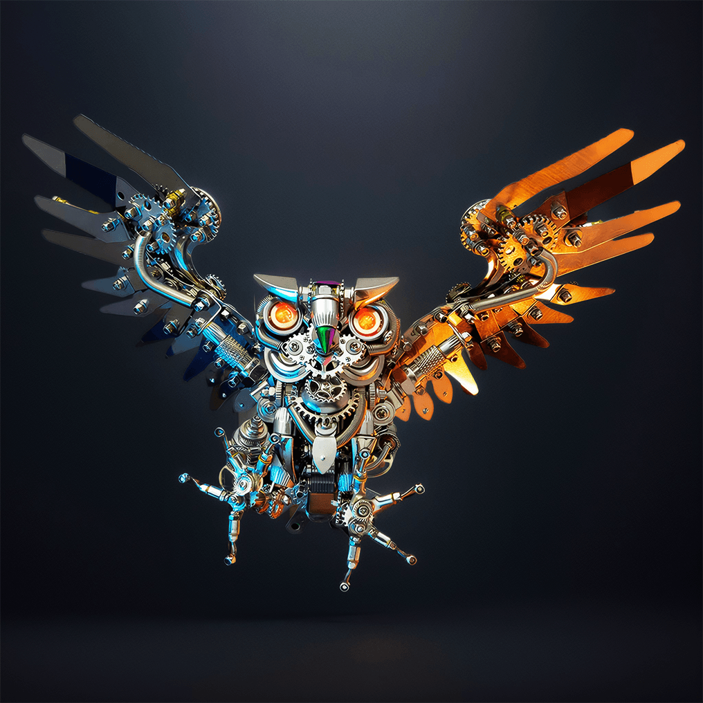 Diyion | 3D Nocturnal Owl DIY Steampunk Metal Assembly Animal Model - Diyion