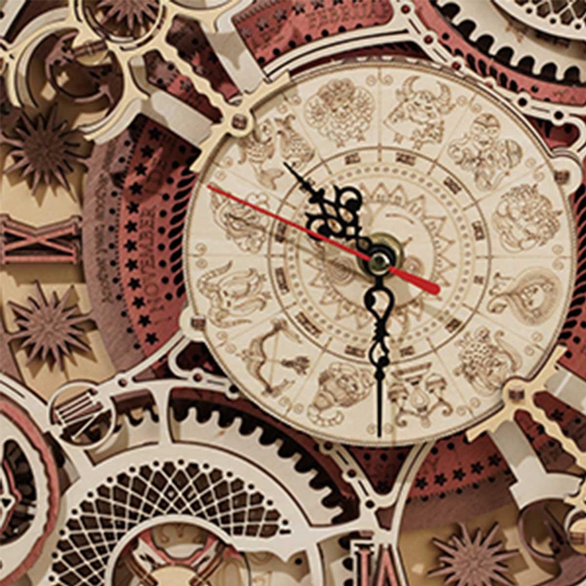 Decorative wall clock Diyion | Enchanted Zodiac Wall Clock Time Keeper -  3D Wooden Model kit