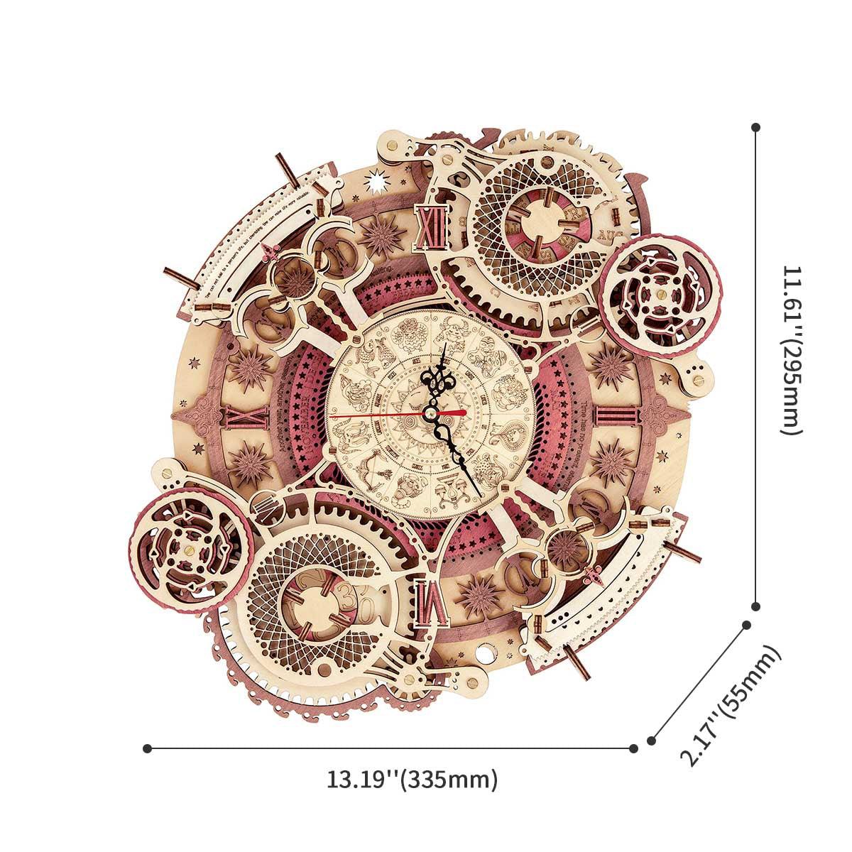 Decorative wall clock Diyion | Enchanted Zodiac Wall Clock Time Keeper -  3D Wooden Model kit