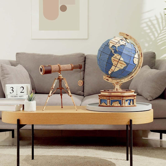 Diyion™ | Explorer's Collection - Wooden Globe & Monocular Telescope Set - Diyion