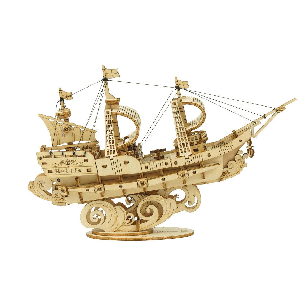 Diyion™ | Sailling Ship 3D Wooden Puzzle Decor - Diyion