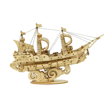 Diyion™ | Sailling Ship 3D Wooden Puzzle Decor - Diyion
