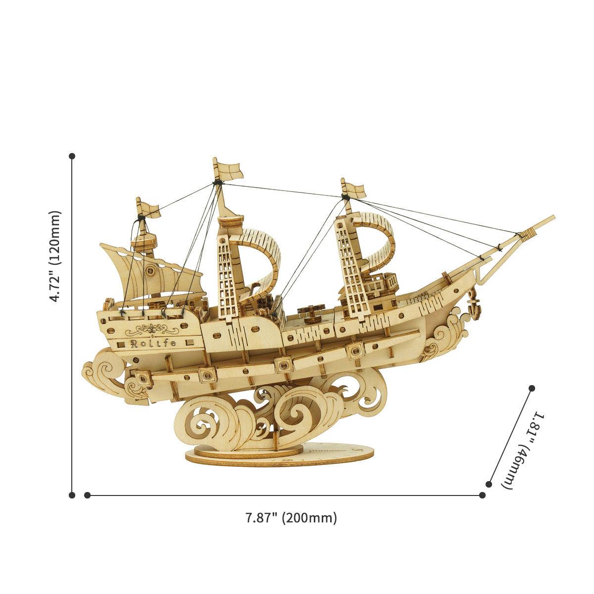 Diyion™ | Sailling Ship 3D Wooden Puzzle Decor - Diyion