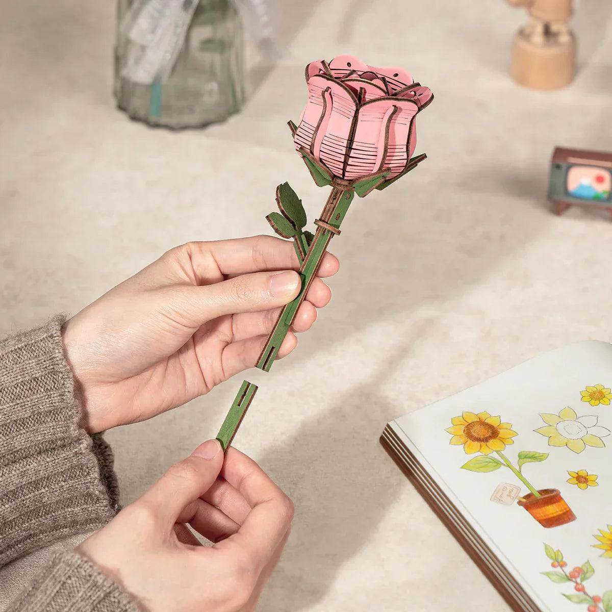 Diyion™ | Eternal Bloom 3D Wooden Puzzle Bouquet - Diyion