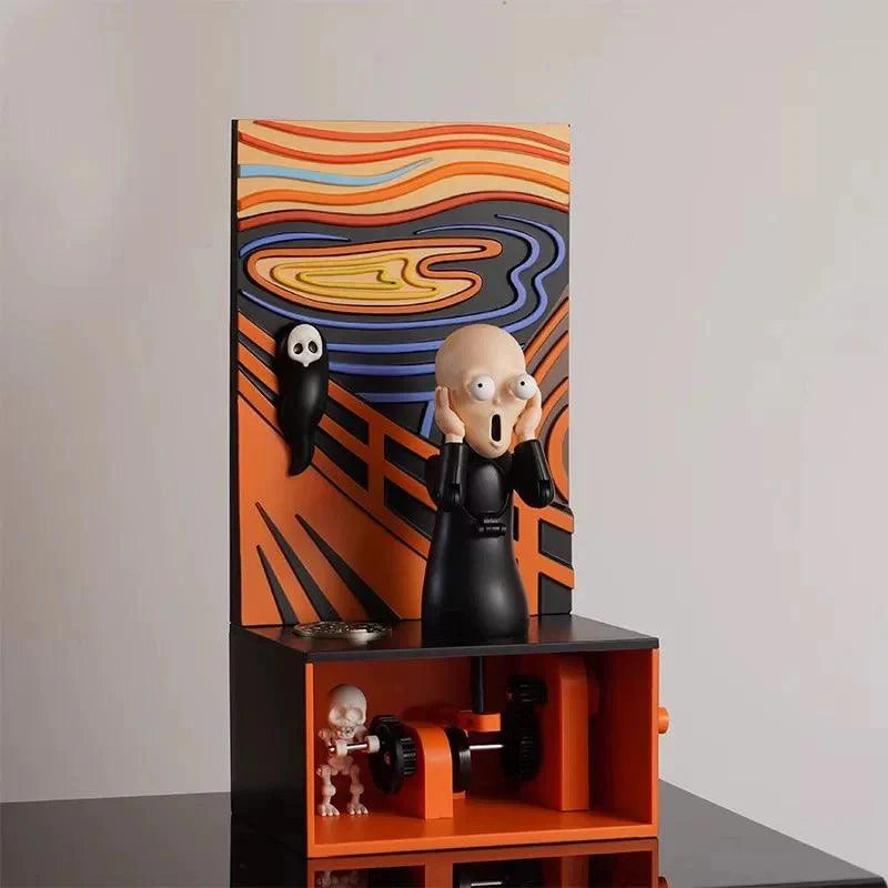 Diyion ArtMotion The Scream figurine with movable joints and mechanical box base for art collectors