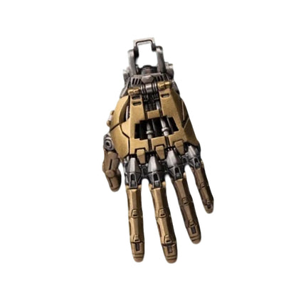 Diyion cybernetic hand pendant with articulated joints and steampunk design