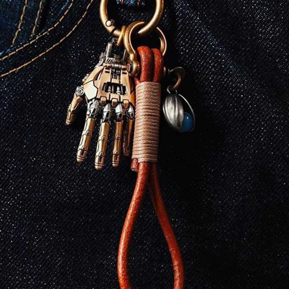 Diyion cybernetic hand pendant with articulated joints and steampunk design